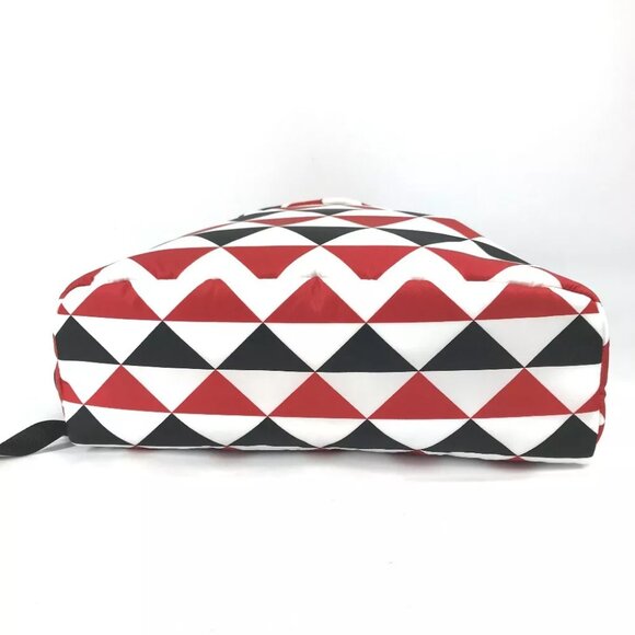 PRADA triangle logo plate Signeau print bag Backpack Nylon Red/White x Black - Picture 14 of 16